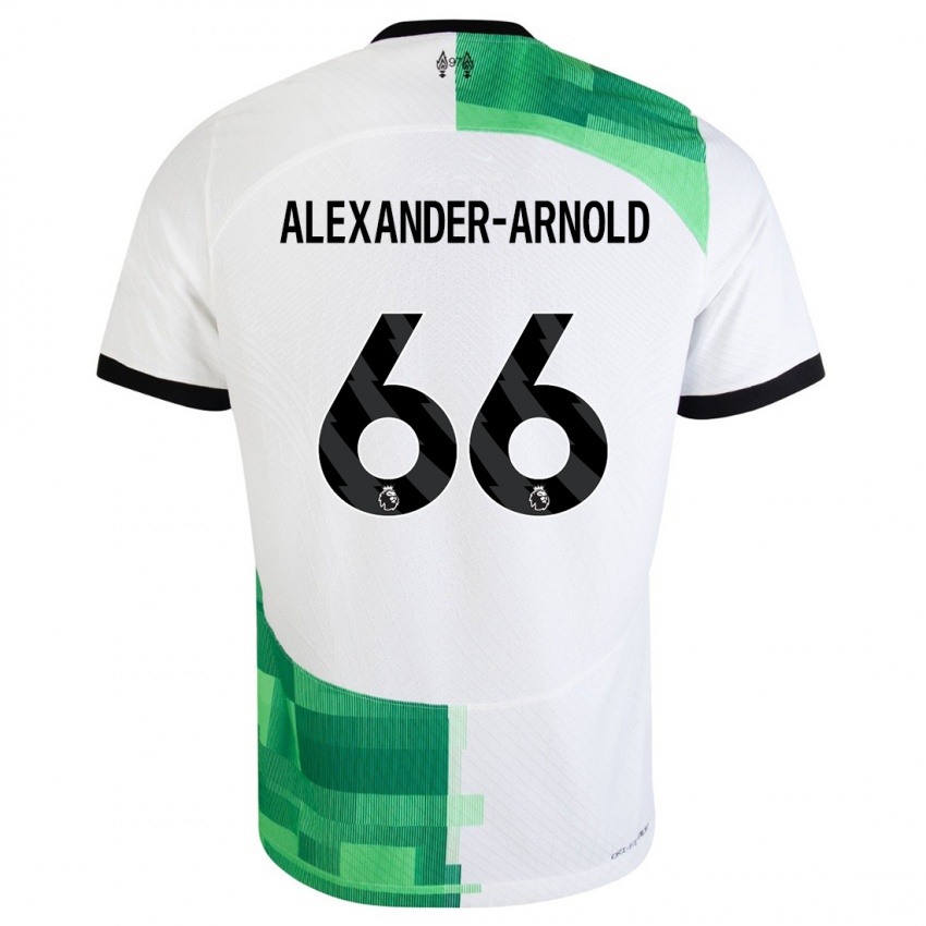 Dame Trent Alexander-Arnold #66 Hvit Grønn Bortetrøye Drakt Trøye 2023/24 Skjorter T-Skjorte