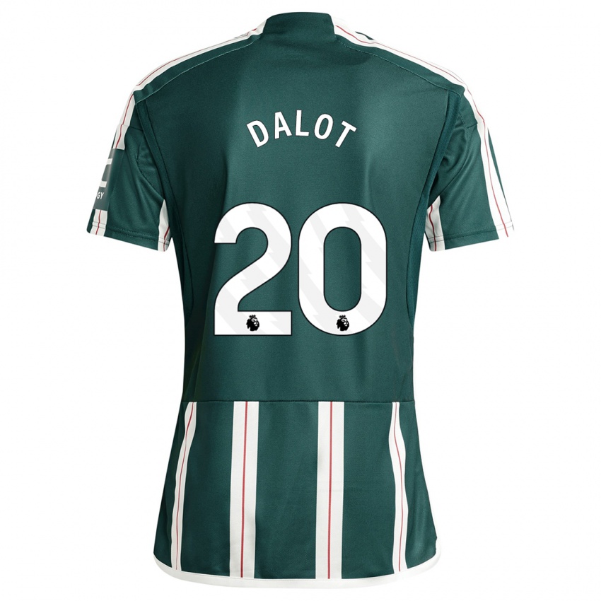 Dame Diogo Dalot #20 Mørk Grønn Bortetrøye Drakt Trøye 2023/24 Skjorter T-Skjorte
