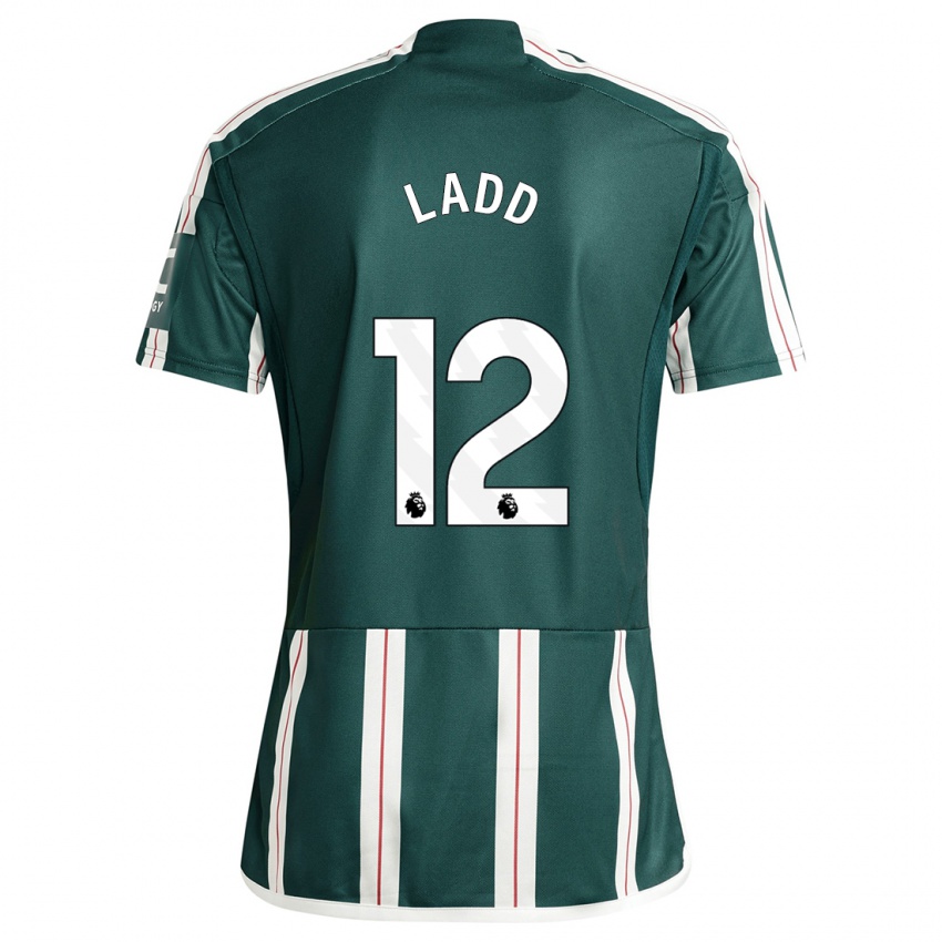 Dame Hayley Ladd #12 Mørk Grønn Bortetrøye Drakt Trøye 2023/24 Skjorter T-Skjorte