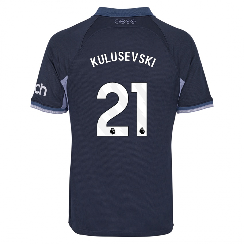 Dame Dejan Kulusevski #21 Mørke Blå Bortetrøye Drakt Trøye 2023/24 Skjorter T-Skjorte