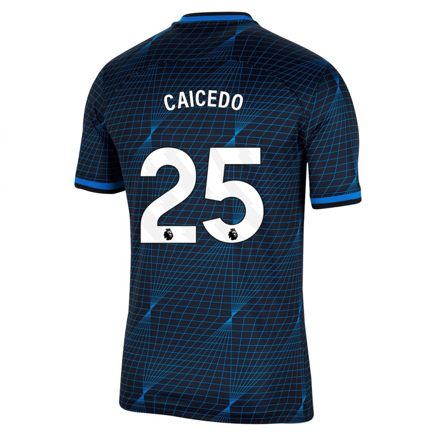 Dame Moises Caicedo #25 Mørke Blå Bortetrøye Drakt Trøye 2023/24 Skjorter T-Skjorte