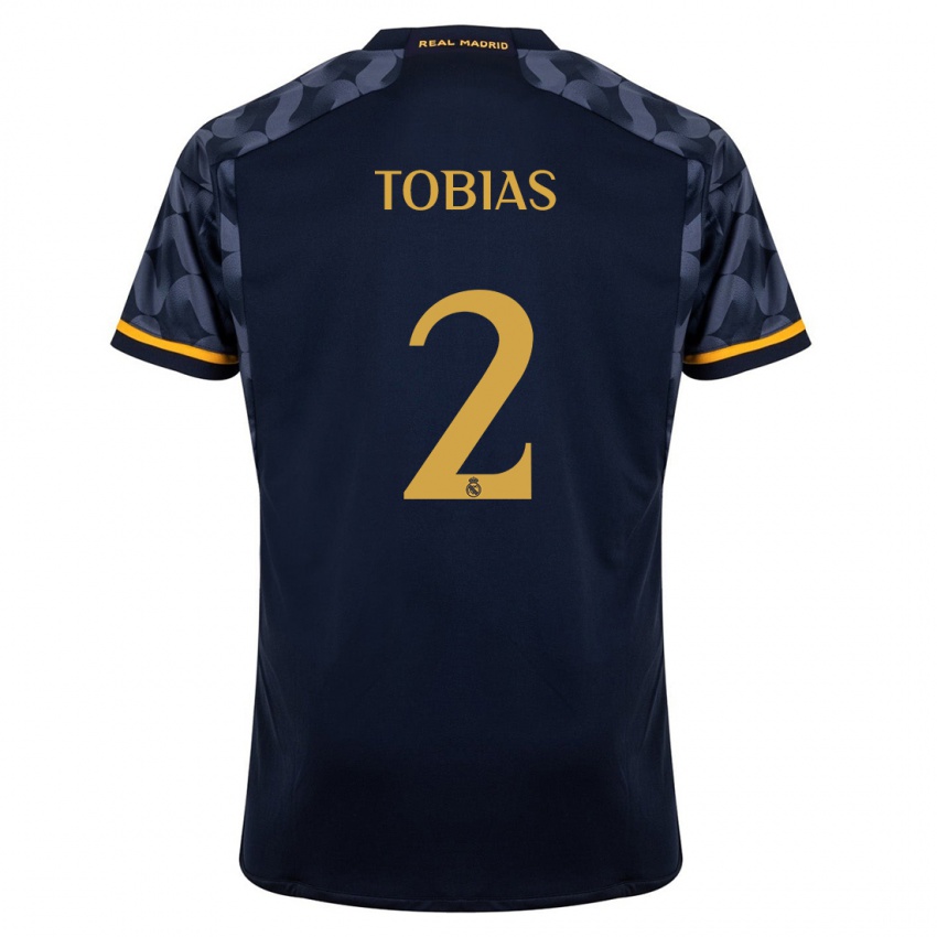 Dame Vinicius Tobias #2 Mørke Blå Bortetrøye Drakt Trøye 2023/24 Skjorter T-Skjorte