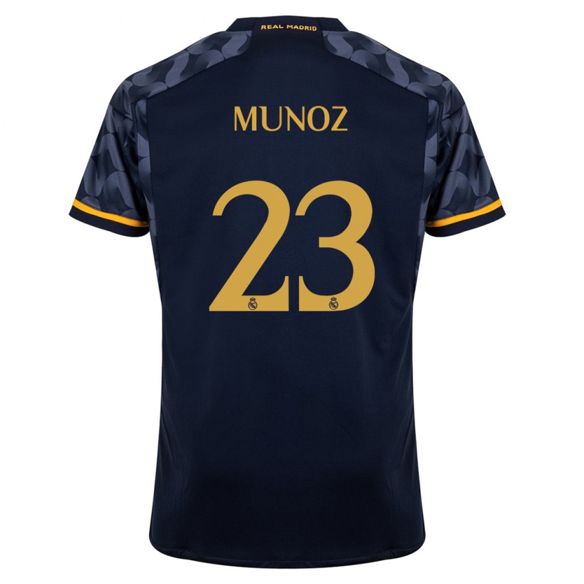 Dame Victor Munoz #23 Mørke Blå Bortetrøye Drakt Trøye 2023/24 Skjorter T-Skjorte