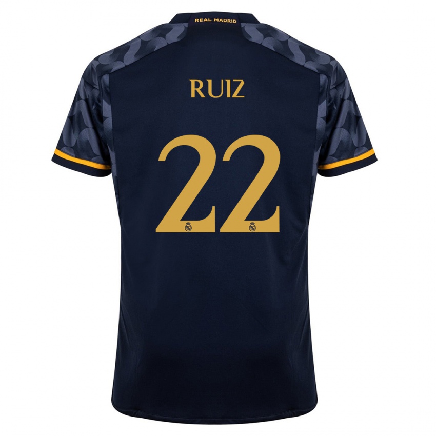Dame Ferran Ruiz #22 Mørke Blå Bortetrøye Drakt Trøye 2023/24 Skjorter T-Skjorte