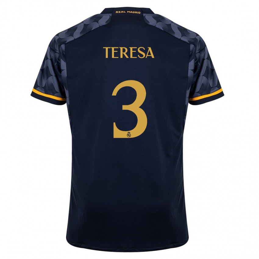 Dame Teresa Abelleira #3 Mørke Blå Bortetrøye Drakt Trøye 2023/24 Skjorter T-Skjorte