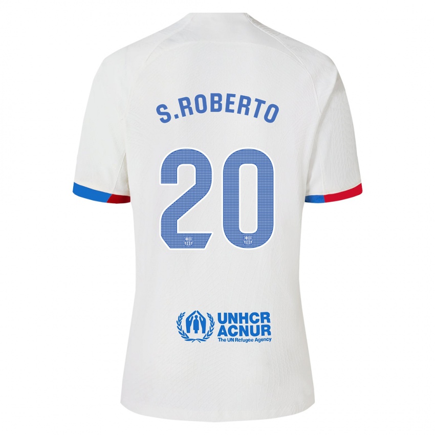 Dame Sergi Roberto #20 Hvit Bortetrøye Drakt Trøye 2023/24 Skjorter T-Skjorte