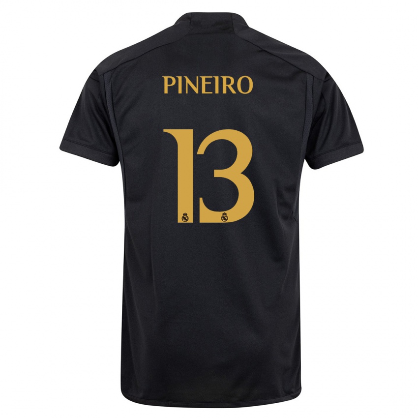 Dame Diego Pineiro #13 Svart Tredje Sett Drakt Trøye 2023/24 Skjorter T-Skjorte