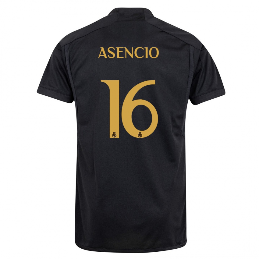 Dame Raul Asencio #16 Svart Tredje Sett Drakt Trøye 2023/24 Skjorter T-Skjorte