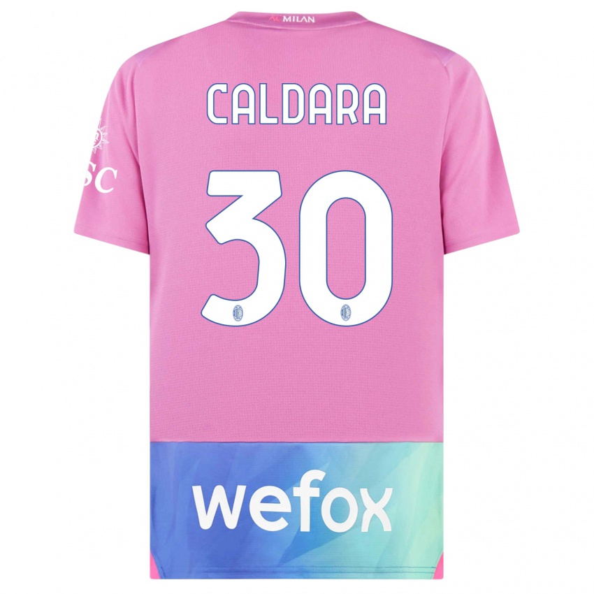 Dame Mattia Caldara #30 Rosa Lilla Tredje Sett Drakt Trøye 2023/24 Skjorter T-Skjorte