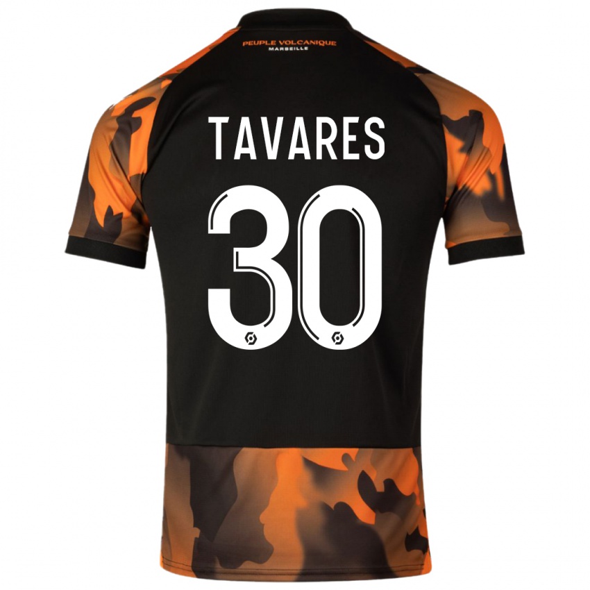 Dame Nuno Tavares #30 Svart Oransje Tredje Sett Drakt Trøye 2023/24 Skjorter T-Skjorte