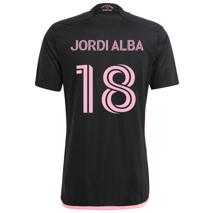 Barn Jordi Alba #18 Svart Bortetrøye Drakt Trøye 2024/25 Skjorter T-Skjorte