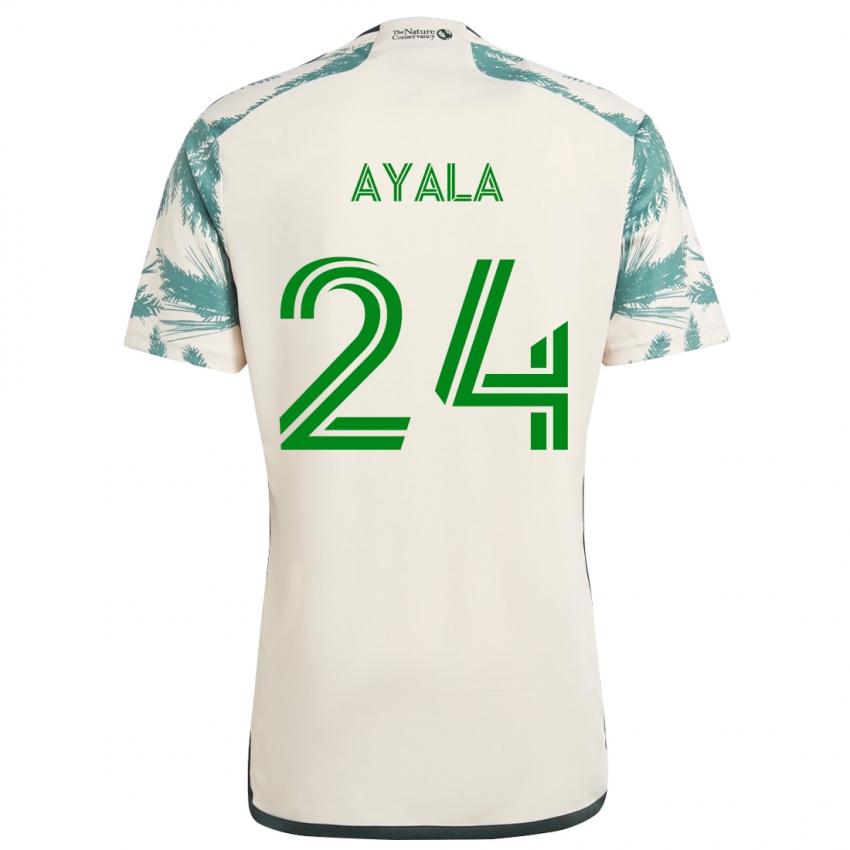 Barn David Ayala #24 Beige Brun Bortetrøye Drakt Trøye 2024/25 Skjorter T-Skjorte