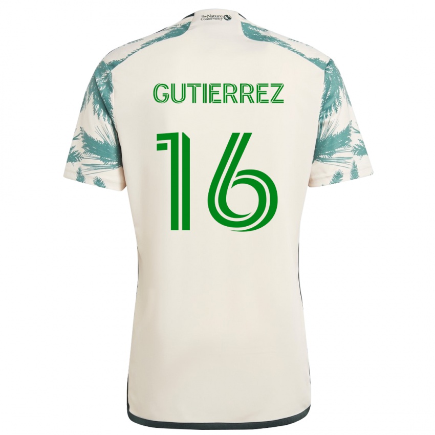 Barn Diego Gutiérrez #16 Beige Brun Bortetrøye Drakt Trøye 2024/25 Skjorter T-Skjorte