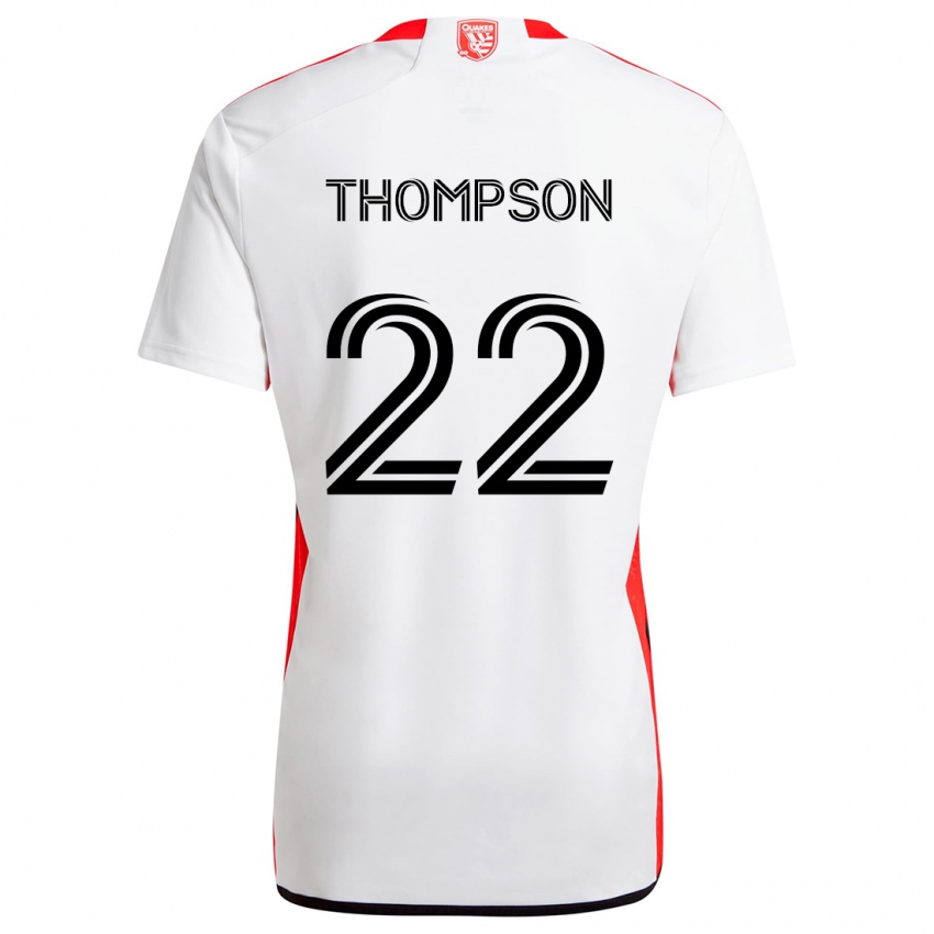 Barn Tommy Thompson #22 Hvit Rød Bortetrøye Drakt Trøye 2024/25 Skjorter T-Skjorte