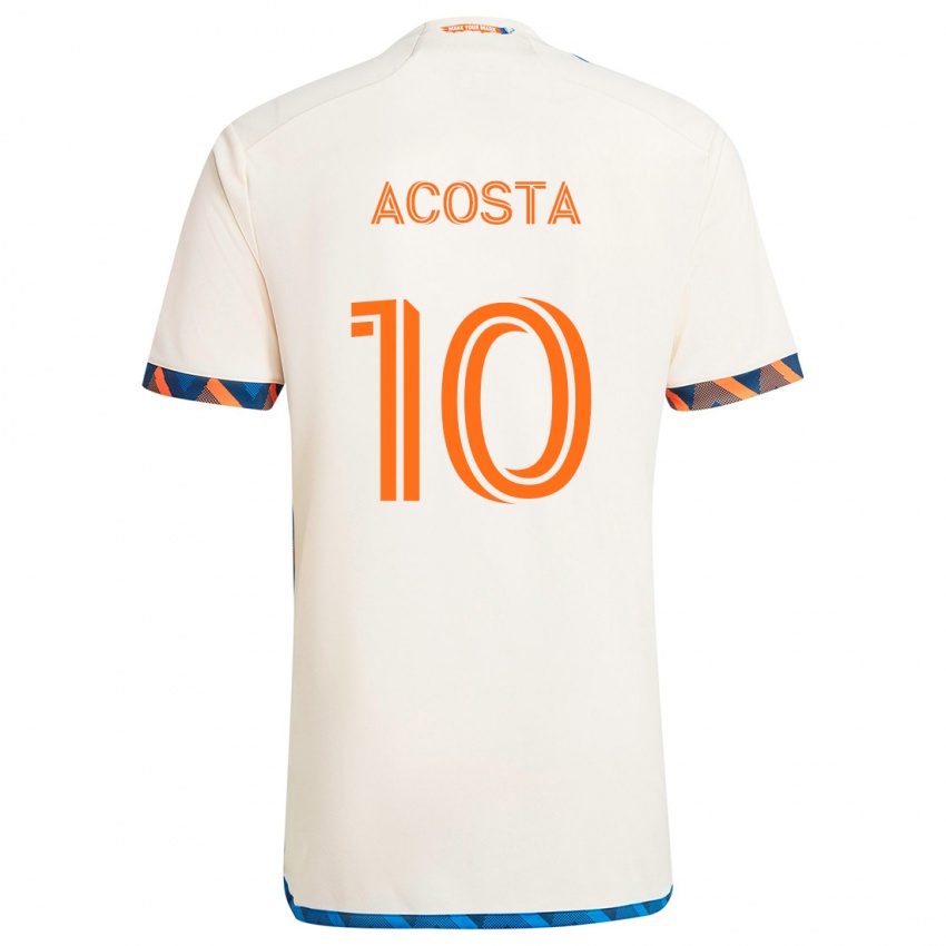 Barn Luciano Acosta #10 Hvit Oransje Bortetrøye Drakt Trøye 2024/25 Skjorter T-Skjorte