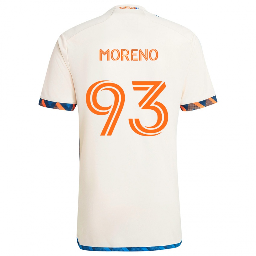 Barn Júnior Moreno #93 Hvit Oransje Bortetrøye Drakt Trøye 2024/25 Skjorter T-Skjorte