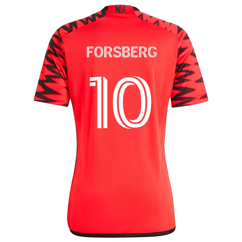 Barn Emil Forsberg #10 Rød Svart Hvit Bortetrøye Drakt Trøye 2024/25 Skjorter T-Skjorte