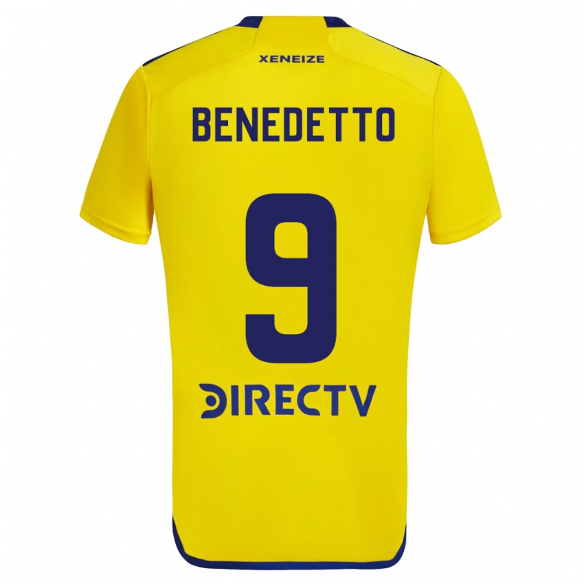 Barn Dario Benedetto #9 Gul Blå Bortetrøye Drakt Trøye 2024/25 Skjorter T-Skjorte