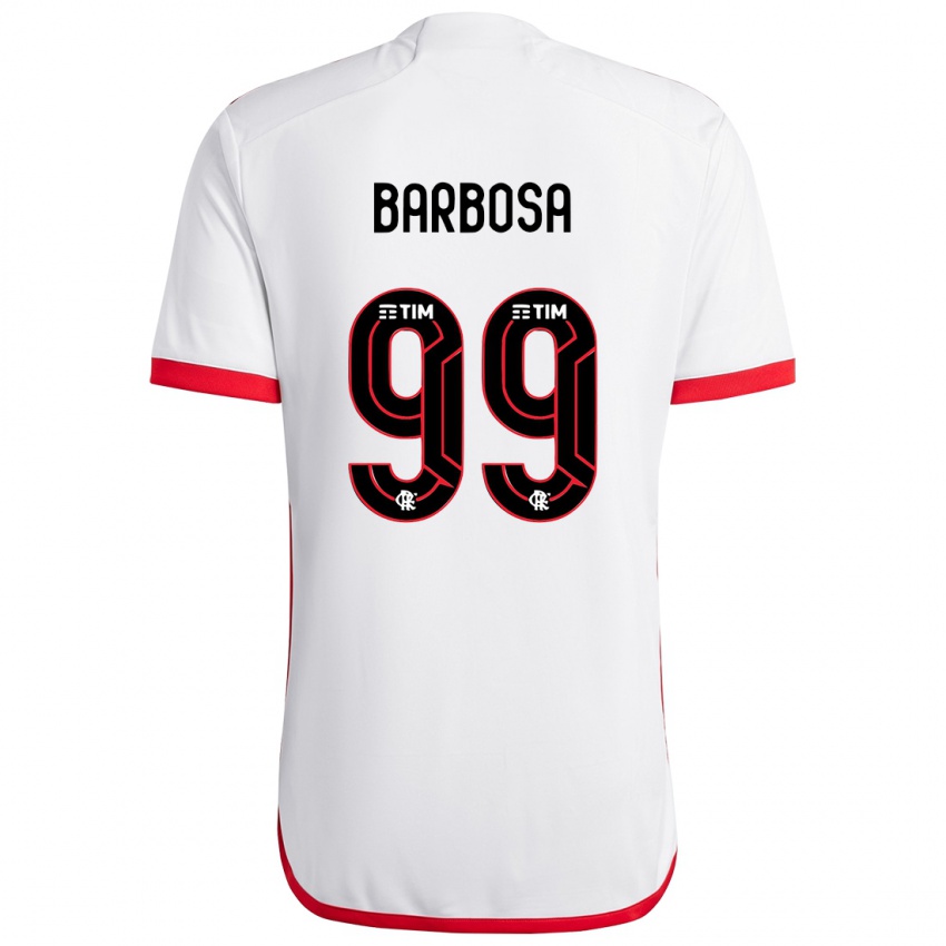 Barn Gabriel Barbosa #99 Hvit Rød Bortetrøye Drakt Trøye 2024/25 Skjorter T-Skjorte