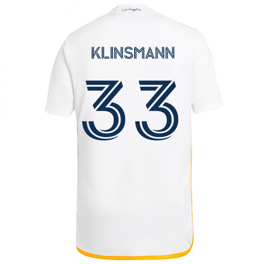 Mann Jonathan Klinsmann #33 Hvit Gul Hjemmetrøye Drakt Trøye 2024/25 Skjorter T-Skjorte