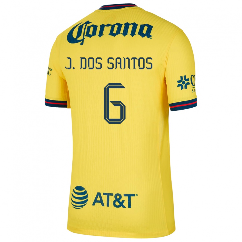 Mann Jonathan Dos Santos #6 Gul Blå Hjemmetrøye Drakt Trøye 2024/25 Skjorter T-Skjorte