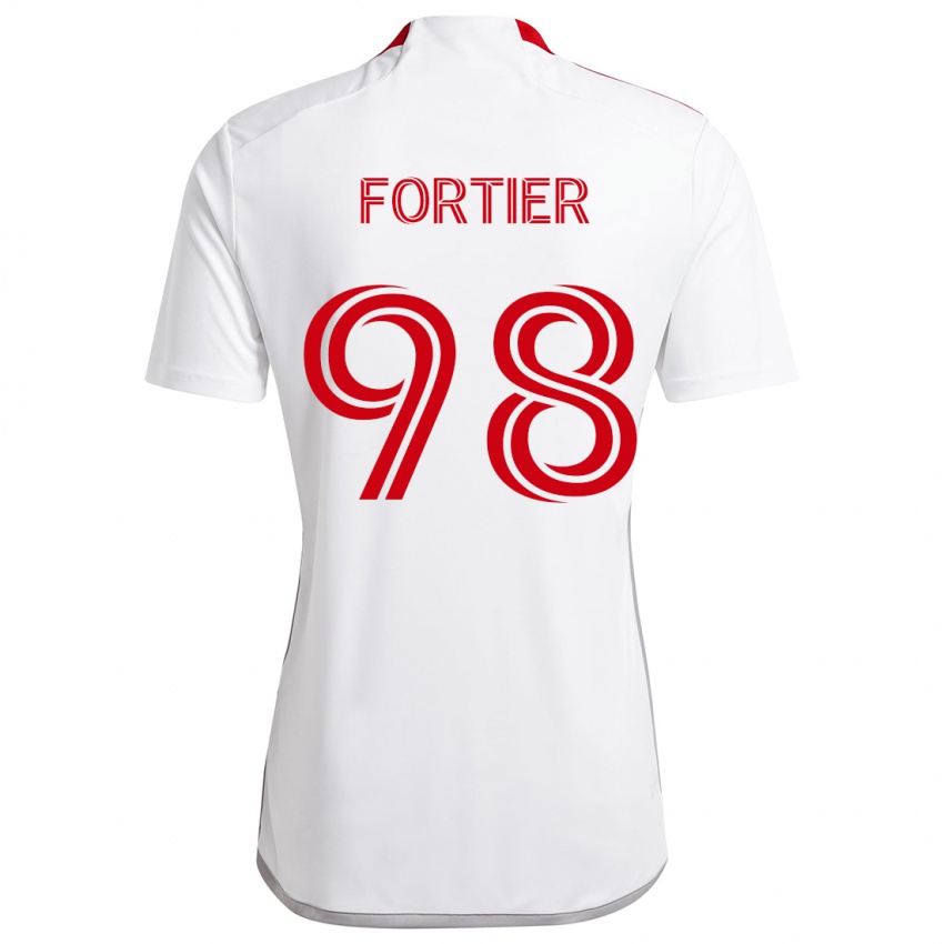 Mann Kristjan Fortier #98 Hvit Rød Bortetrøye Drakt Trøye 2024/25 Skjorter T-Skjorte