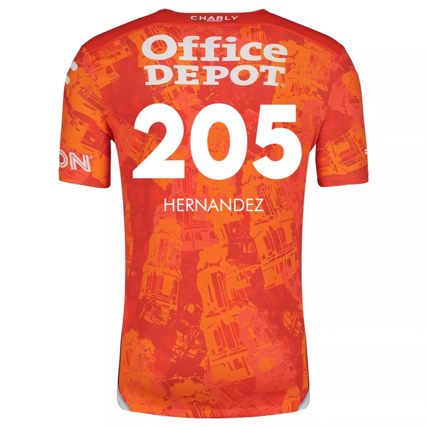 Mann Sergio Hernández #205 Oransje Hvit Bortetrøye Drakt Trøye 2024/25 Skjorter T-Skjorte