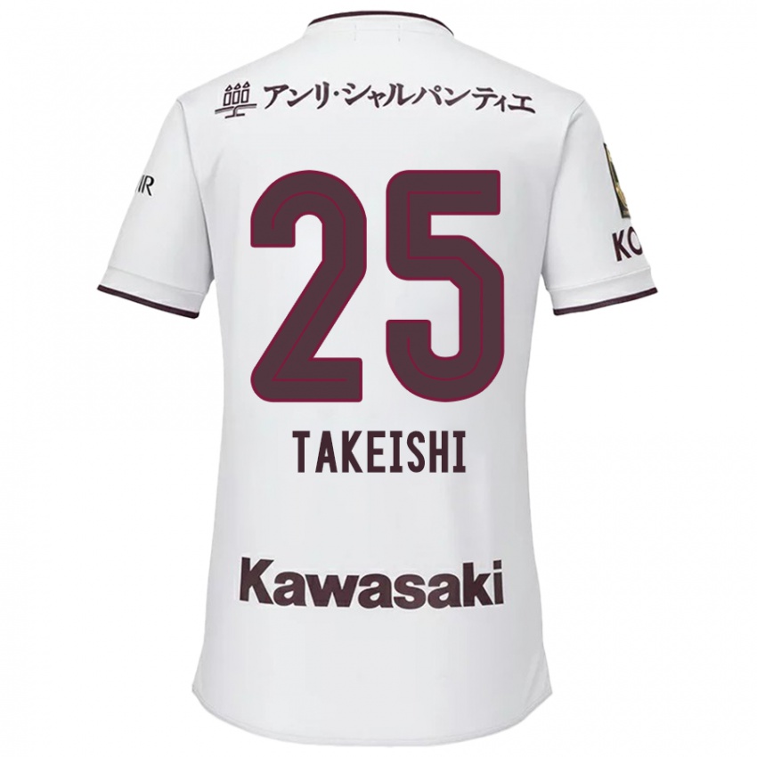 Barn Tsubasa Takeishi #25 Hvit Rød Bortetrøye Drakt Trøye 2024/25 Skjorter T-Skjorte