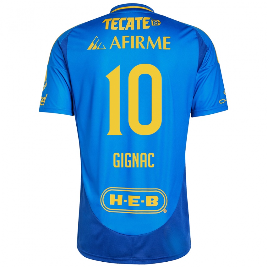 Barn Andre-Pierre Gignac #10 Blå Gul Bortetrøye Drakt Trøye 2024/25 Skjorter T-Skjorte