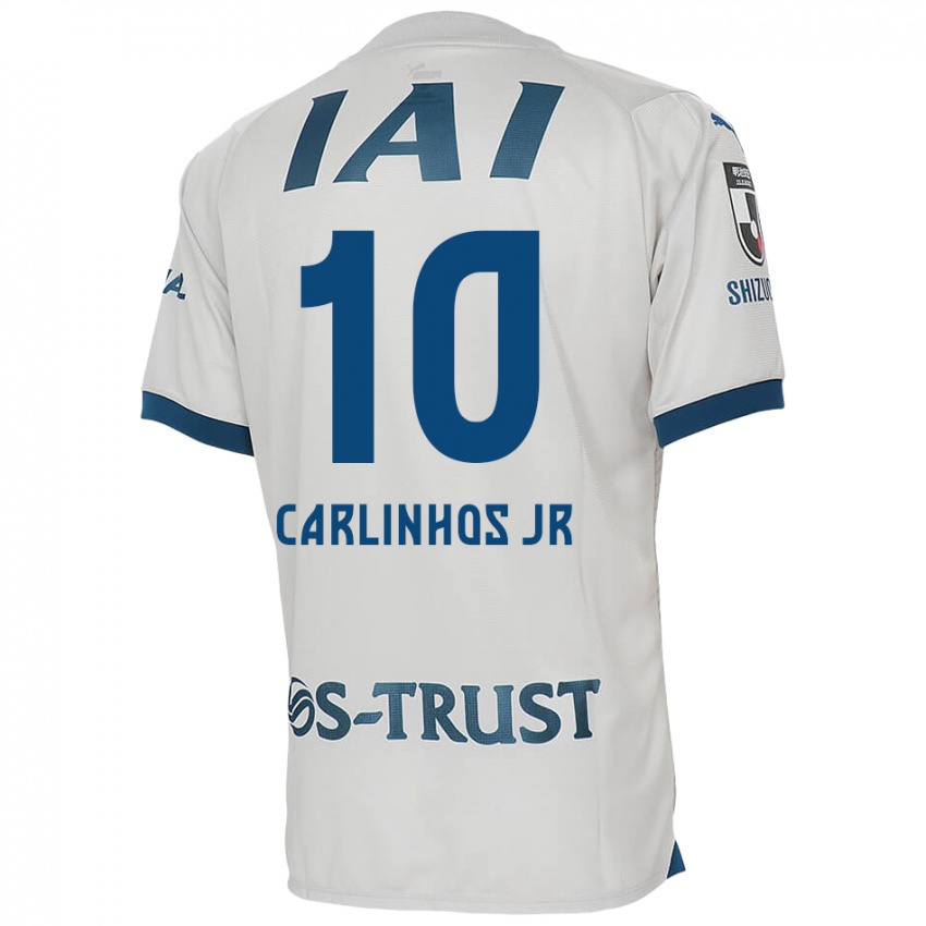 Barn Carlinhos Junior #10 Hvit Blå Bortetrøye Drakt Trøye 2024/25 Skjorter T-Skjorte