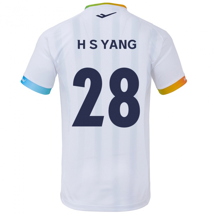 Barn Seung-Hyeon Yang #28 Hvit Blå Bortetrøye Drakt Trøye 2024/25 Skjorter T-Skjorte