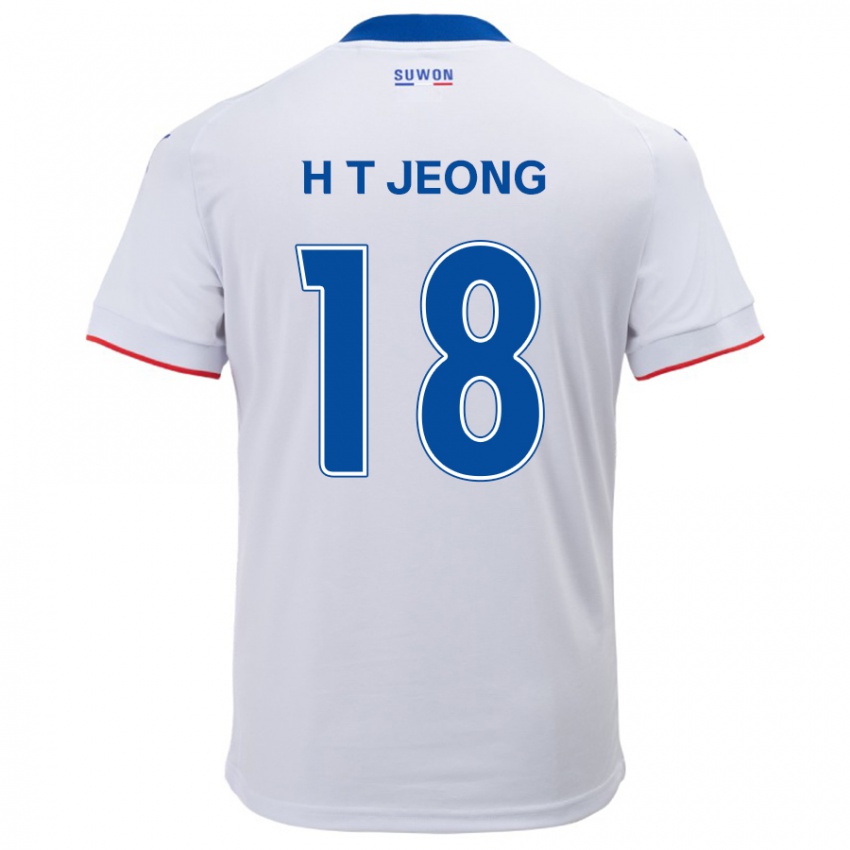 Barn Tae-Hwan Jeong #18 Hvit Blå Bortetrøye Drakt Trøye 2024/25 Skjorter T-Skjorte