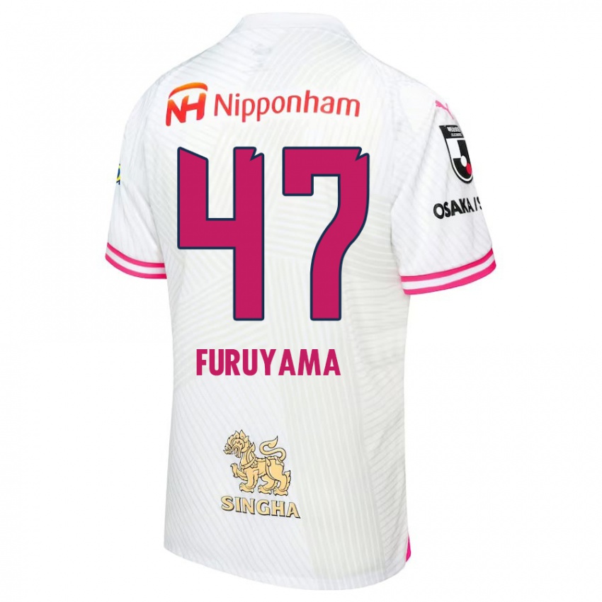 Mann Kengo Furuyama #47 Hvit Rosa Bortetrøye Drakt Trøye 2024/25 Skjorter T-Skjorte