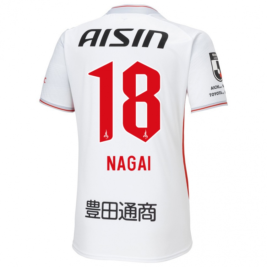 Mann Kensuke Nagai #18 Hvit Gul Rød Bortetrøye Drakt Trøye 2024/25 Skjorter T-Skjorte