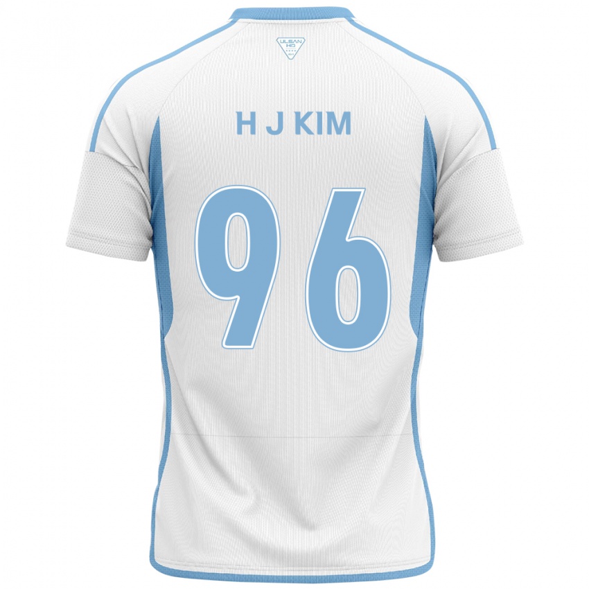 Mann Ji-Hyun Kim #96 Hvit Blå Bortetrøye Drakt Trøye 2024/25 Skjorter T-Skjorte