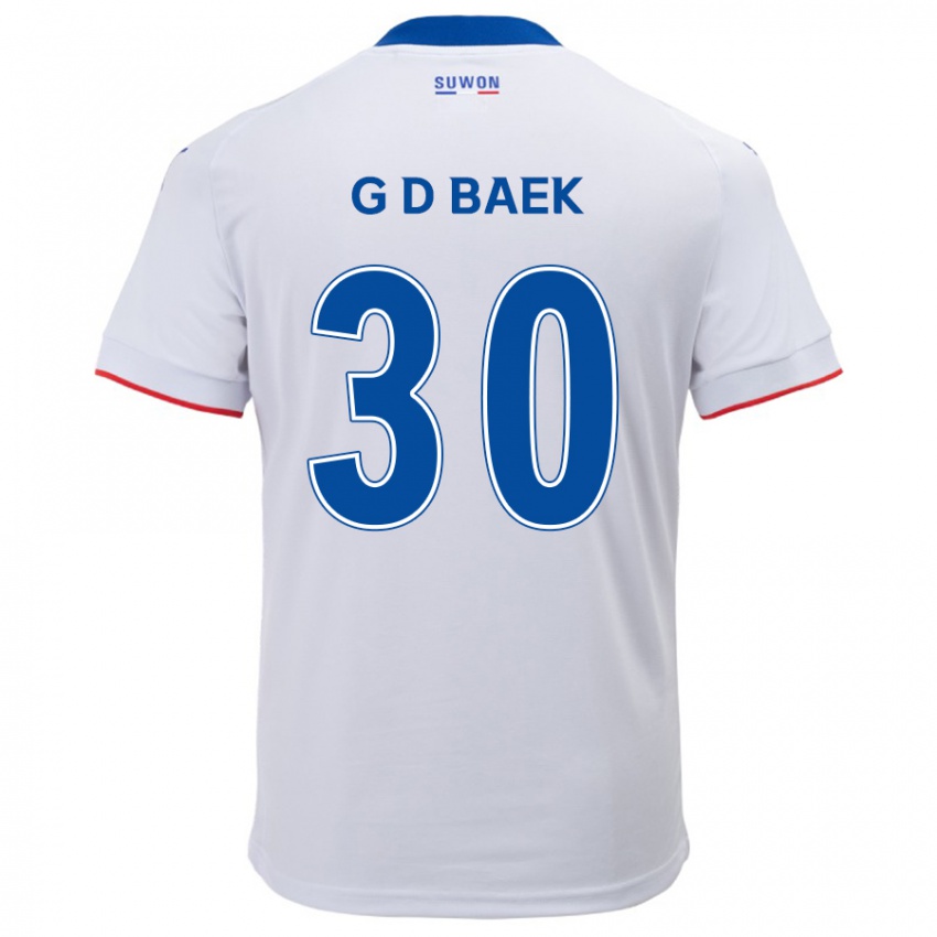 Mann Dong-Gyu Baek #30 Hvit Blå Bortetrøye Drakt Trøye 2024/25 Skjorter T-Skjorte