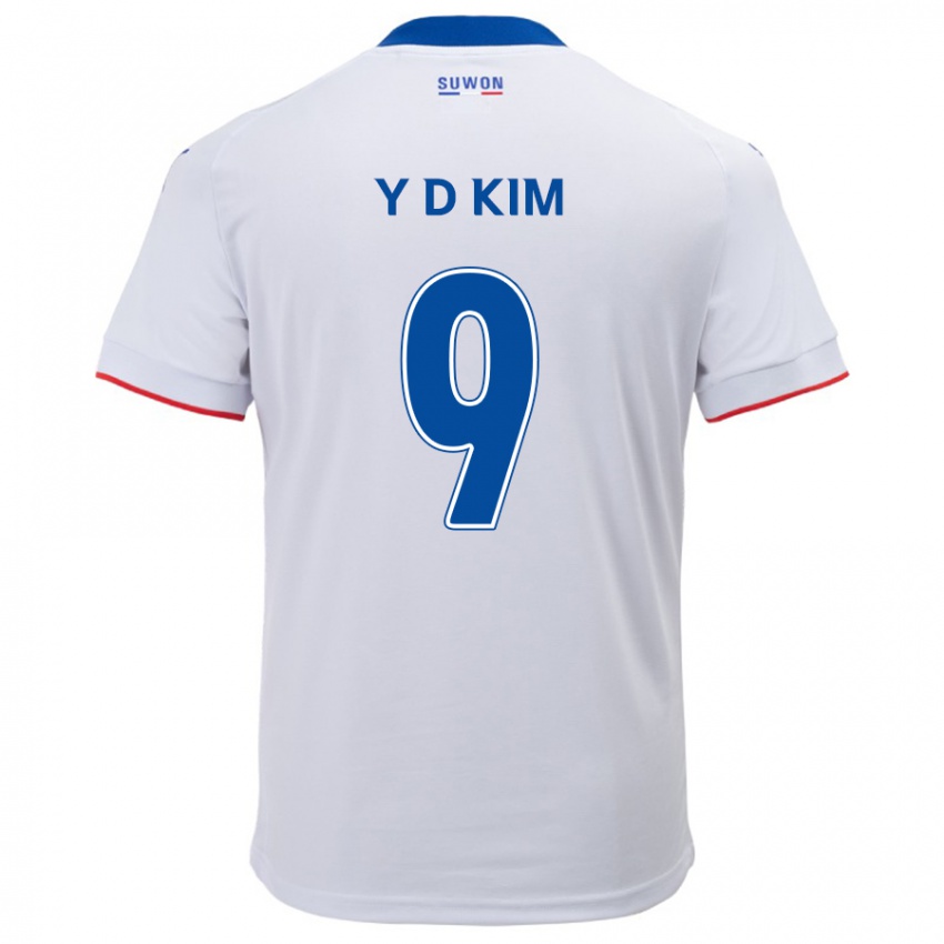 Mann Dong-Yeon Kim #9 Hvit Blå Bortetrøye Drakt Trøye 2024/25 Skjorter T-Skjorte