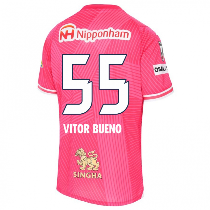 Dame Vitor Bueno #55 Rosa Hvit Hjemmetrøye Drakt Trøye 2024/25 Skjorter T-Skjorte