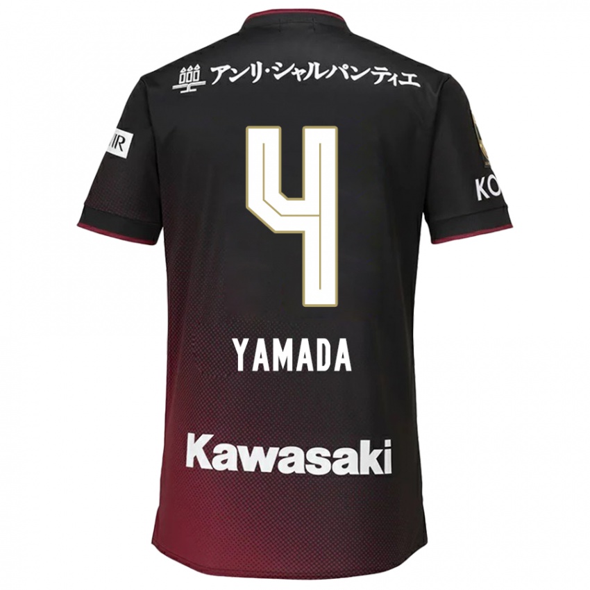 Dame Kaito Yamada #4 Svart Rød Hjemmetrøye Drakt Trøye 2024/25 Skjorter T-Skjorte