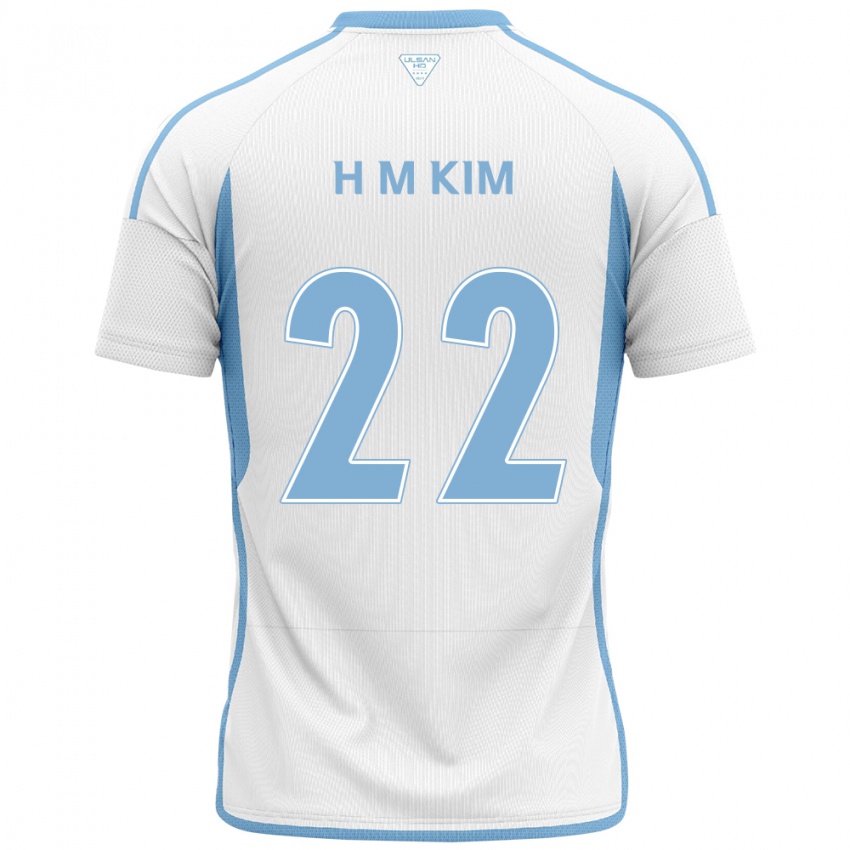 Dame Min-Hyuk Kim #22 Hvit Blå Bortetrøye Drakt Trøye 2024/25 Skjorter T-Skjorte