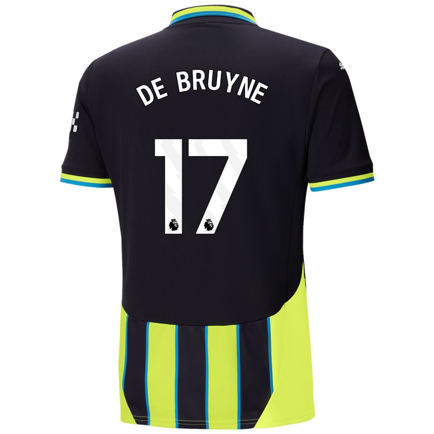 Barn Kevin De Bruyne #17 Blå Gul Bortetrøye Drakt Trøye 2024/25 Skjorter T-Skjorte