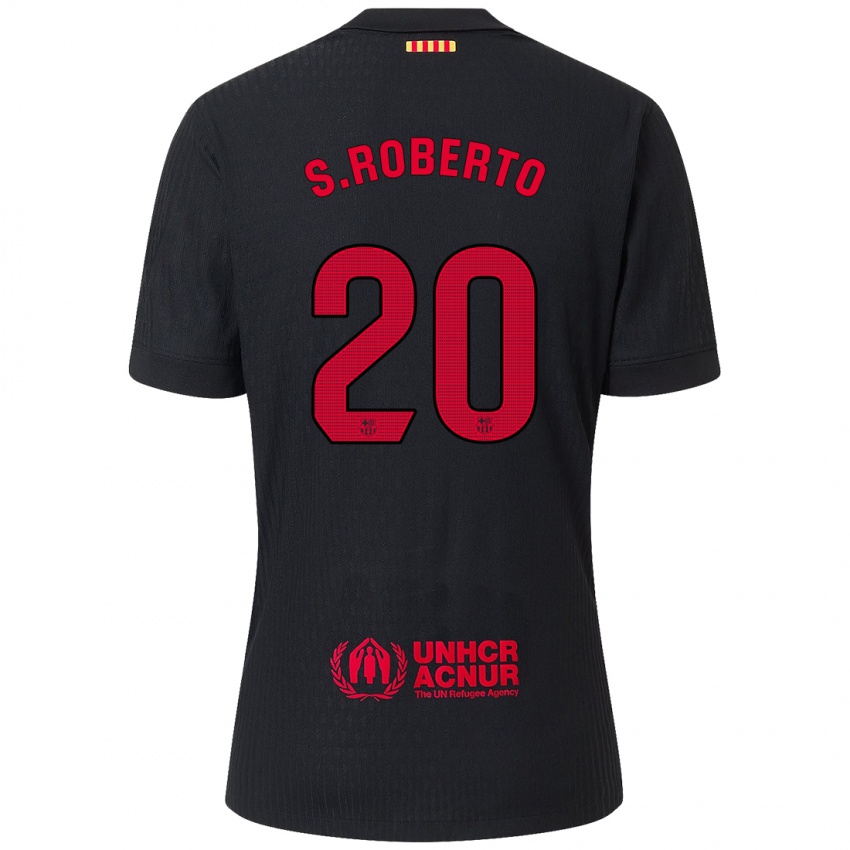 Barn Sergi Roberto #20 Svart Rød Bortetrøye Drakt Trøye 2024/25 Skjorter T-Skjorte