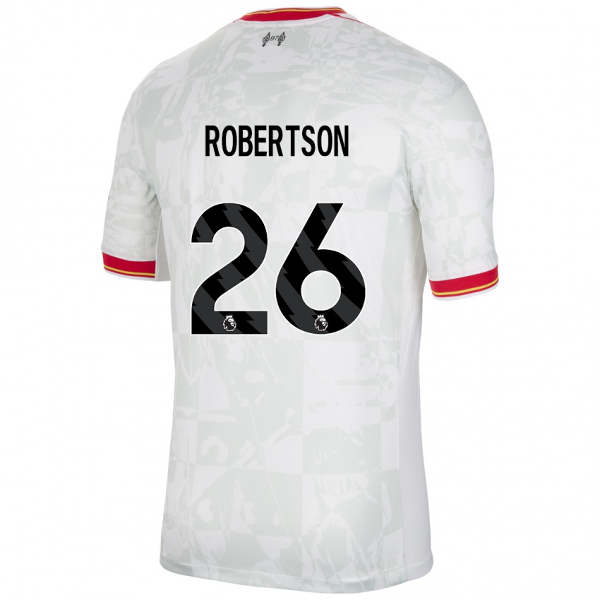 Barn Andrew Robertson #26 Hvit Rød Svart Tredje Sett Drakt Trøye 2024/25 Skjorter T-Skjorte