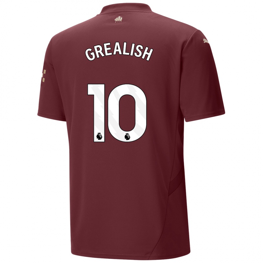 Barn Jack Grealish #10 Rødbrun Tredje Sett Drakt Trøye 2024/25 Skjorter T-Skjorte