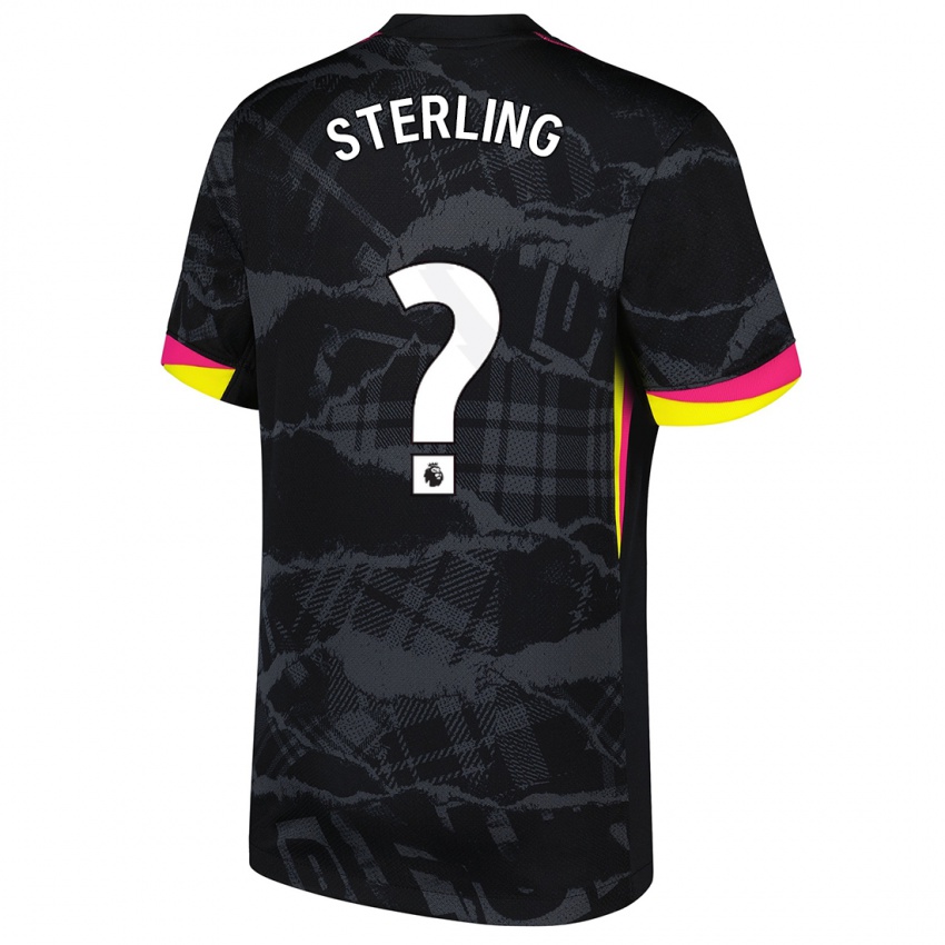 Barn Raheem Sterling #0 Svart Rosa Tredje Sett Drakt Trøye 2024/25 Skjorter T-Skjorte