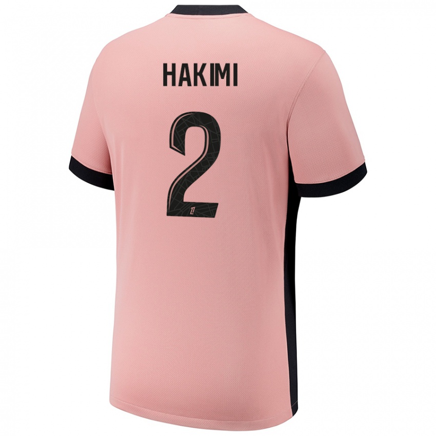 Barn Achraf Hakimi #2 Rust Rosa Tredje Sett Drakt Trøye 2024/25 Skjorter T-Skjorte