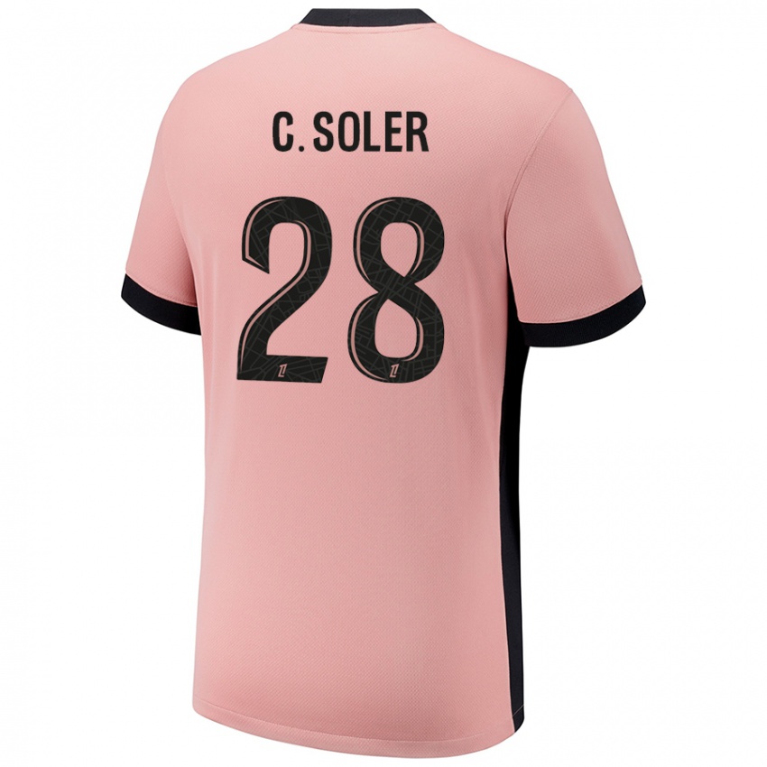 Barn Carlos Soler #28 Rust Rosa Tredje Sett Drakt Trøye 2024/25 Skjorter T-Skjorte