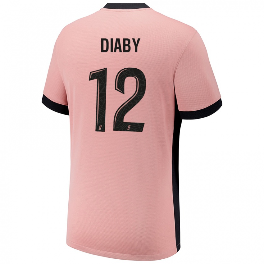 Barn Ibrahima Diaby #12 Rust Rosa Tredje Sett Drakt Trøye 2024/25 Skjorter T-Skjorte