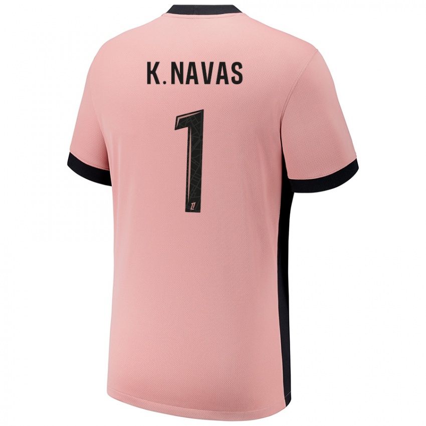 Barn Keylor Navas #1 Rust Rosa Tredje Sett Drakt Trøye 2024/25 Skjorter T-Skjorte