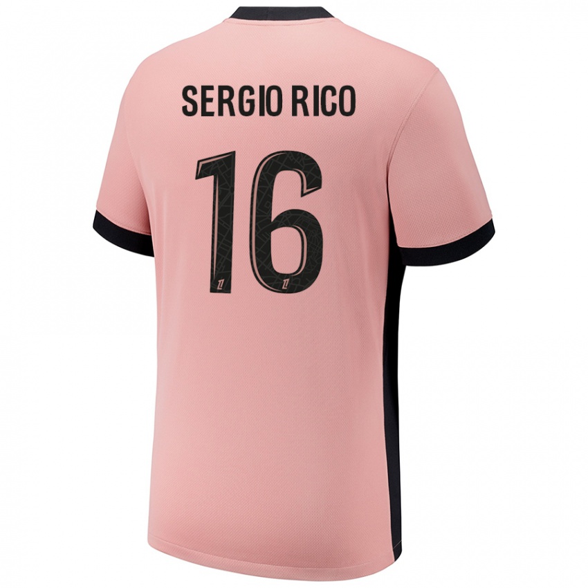 Barn Sergio Rico #16 Rust Rosa Tredje Sett Drakt Trøye 2024/25 Skjorter T-Skjorte